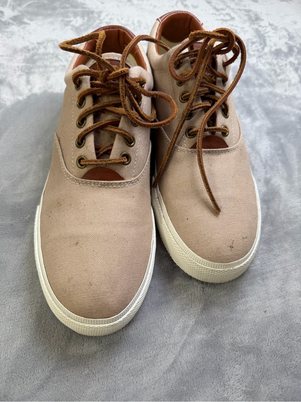 Polo by Ralph Lauren Men's Canvas Sneakers in Light Taupe Brown  Shoes Summer